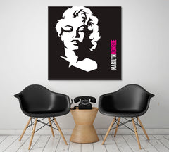 Movie Star Marilyn Monroe Stylized Portrait Black and White Wall Art Print Artesty   