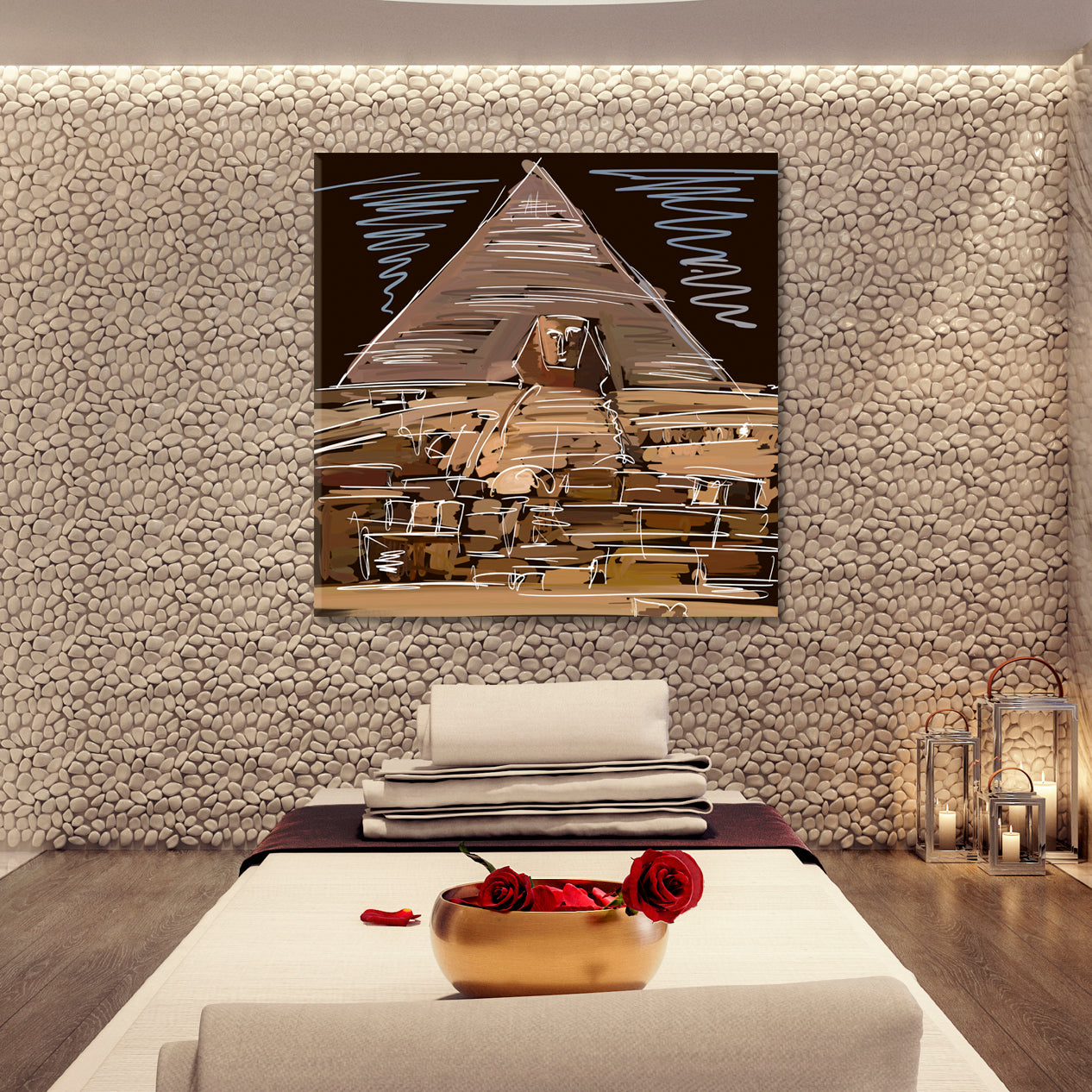 Modern Abstract Style Pyramids Sphinx Egypt Contemporary Art Artesty   