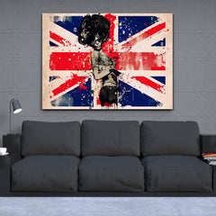 Fashion Woman British Flag Modern Grunge Style Posters, Flags Giclee Print Artesty   