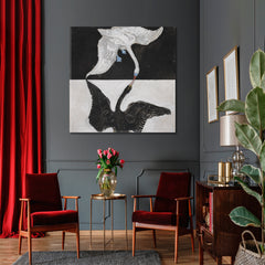 BLACK & WHITE SWAN Abstract Modern Hilma Klint Style - S Fine Art Artesty   