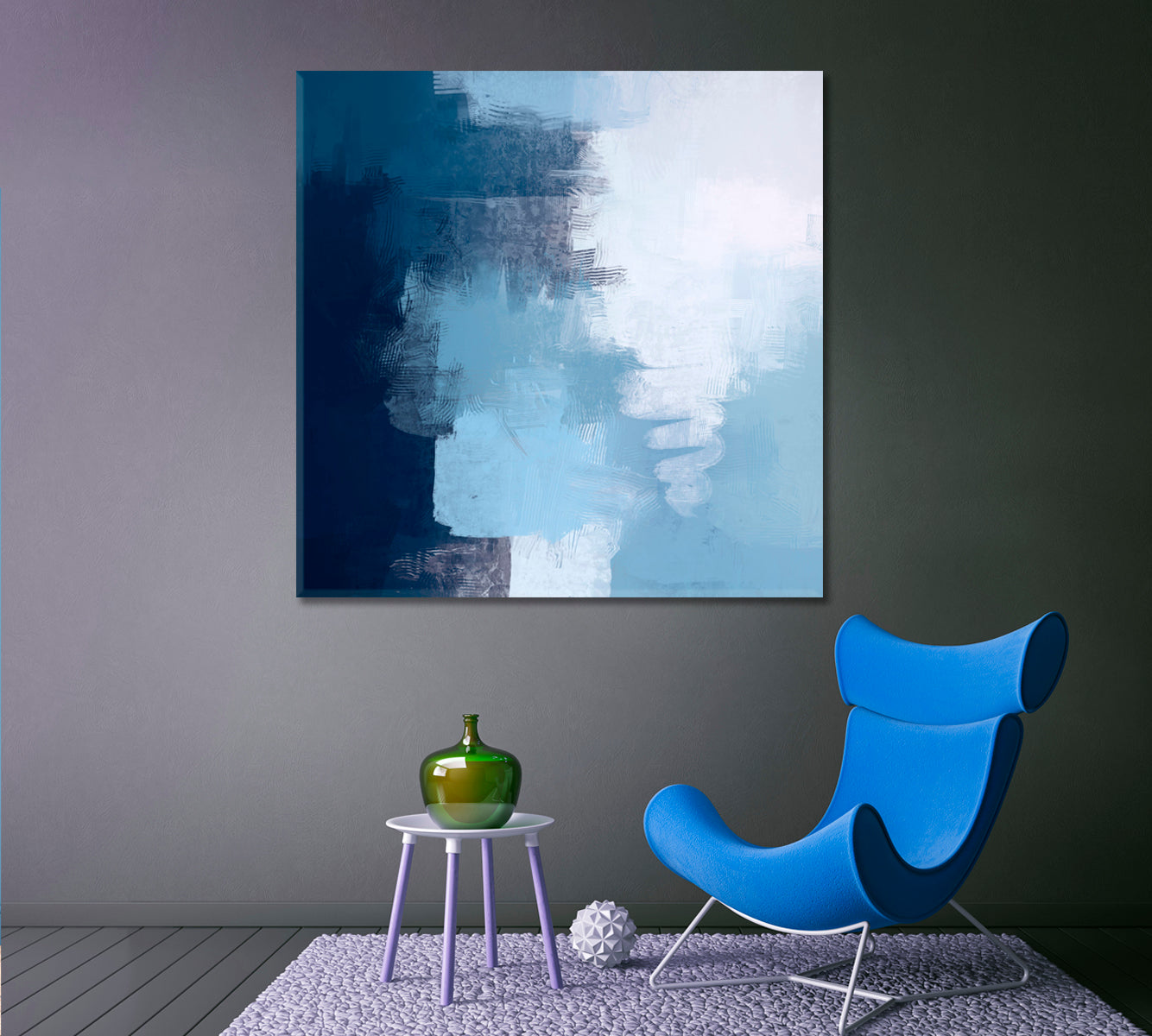 Artistic Dark And Soft Blue Brush Strokes Modern art Abstract Art Print Artesty   