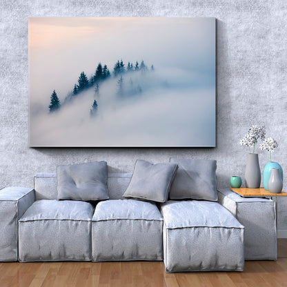 Foggy Mountain Landscape Misty Forest Canvas Print Scenery Landscape Fine Art Print Artesty   