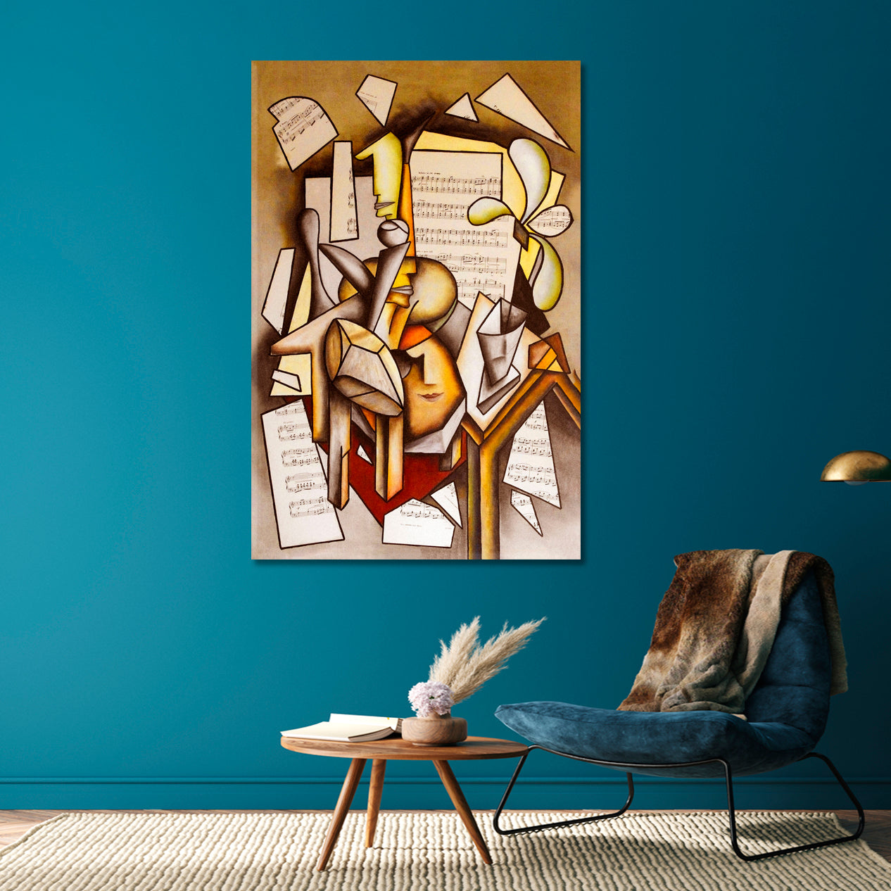 MUSICIAN Contemporary Cubism Painting Cubist Trendy Large Art Print Artesty   