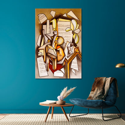 MUSICIAN Contemporary Cubism Painting Cubist Trendy Large Art Print Artesty   