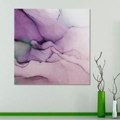 TRENDY MARBLE  Pearl Purple Swirls Agate Ripples Abstract Fluid Art  - Square Panel Fluid Art, Oriental Marbling Canvas Print Artesty   