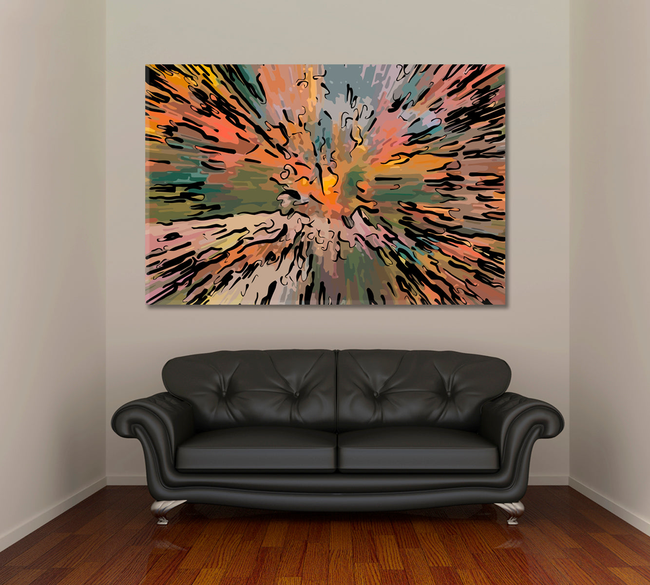 MODERN ART Orange Pale Green Abstract Chaotic Blurred Strokes Abstract Art Print Artesty   