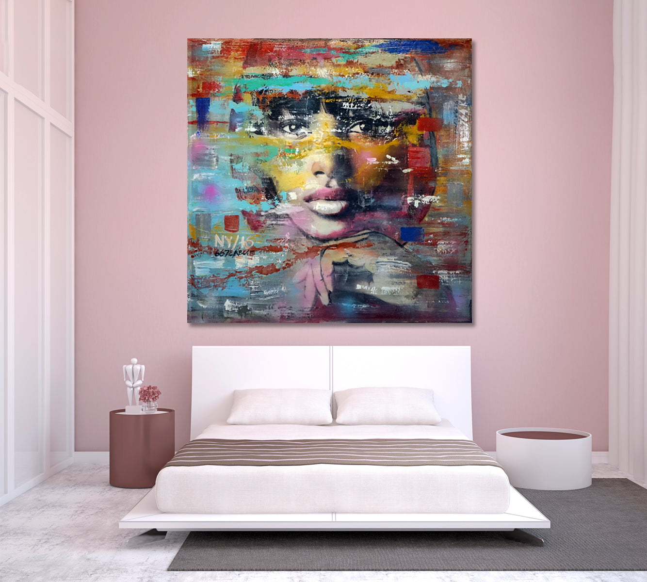 MISS VALERY Abstract Art Grunge Street Art Style Canvas Print - Square Contemporary Art Artesty   