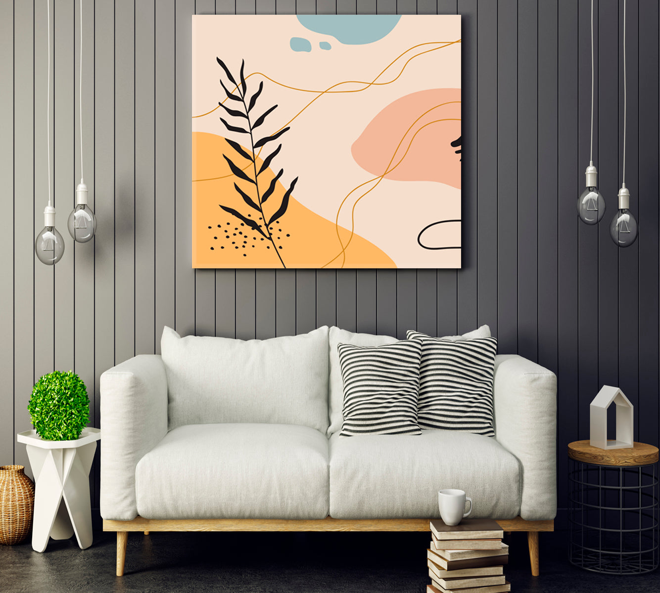 Boho Abstract Mid-century Modern Minimalist Art Soft Pastel Tones Abstract Art Print Artesty   