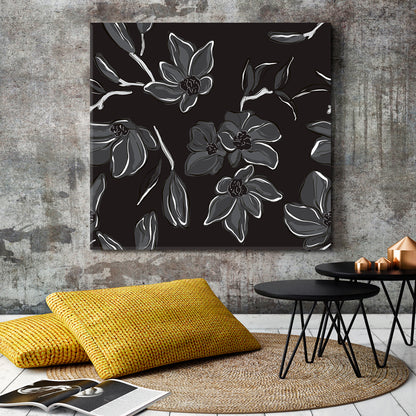 Black & White Floral Black and White Wall Art Print Artesty   