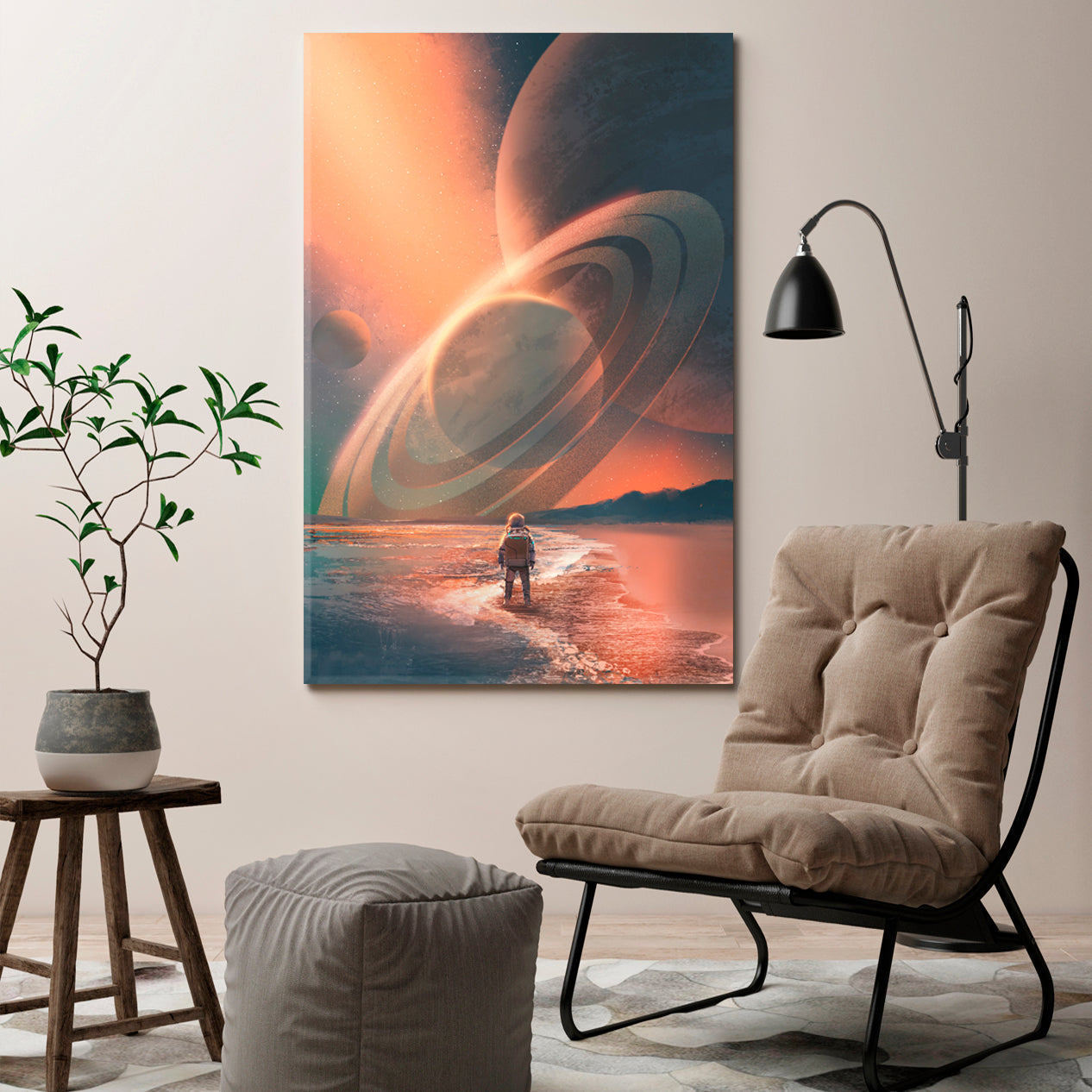 FANTASY Astronaut And Surreal Universe Cosmic Artwork Surreal Fantasy Large Art Print Décor Artesty 1 Panel 16"x24" 