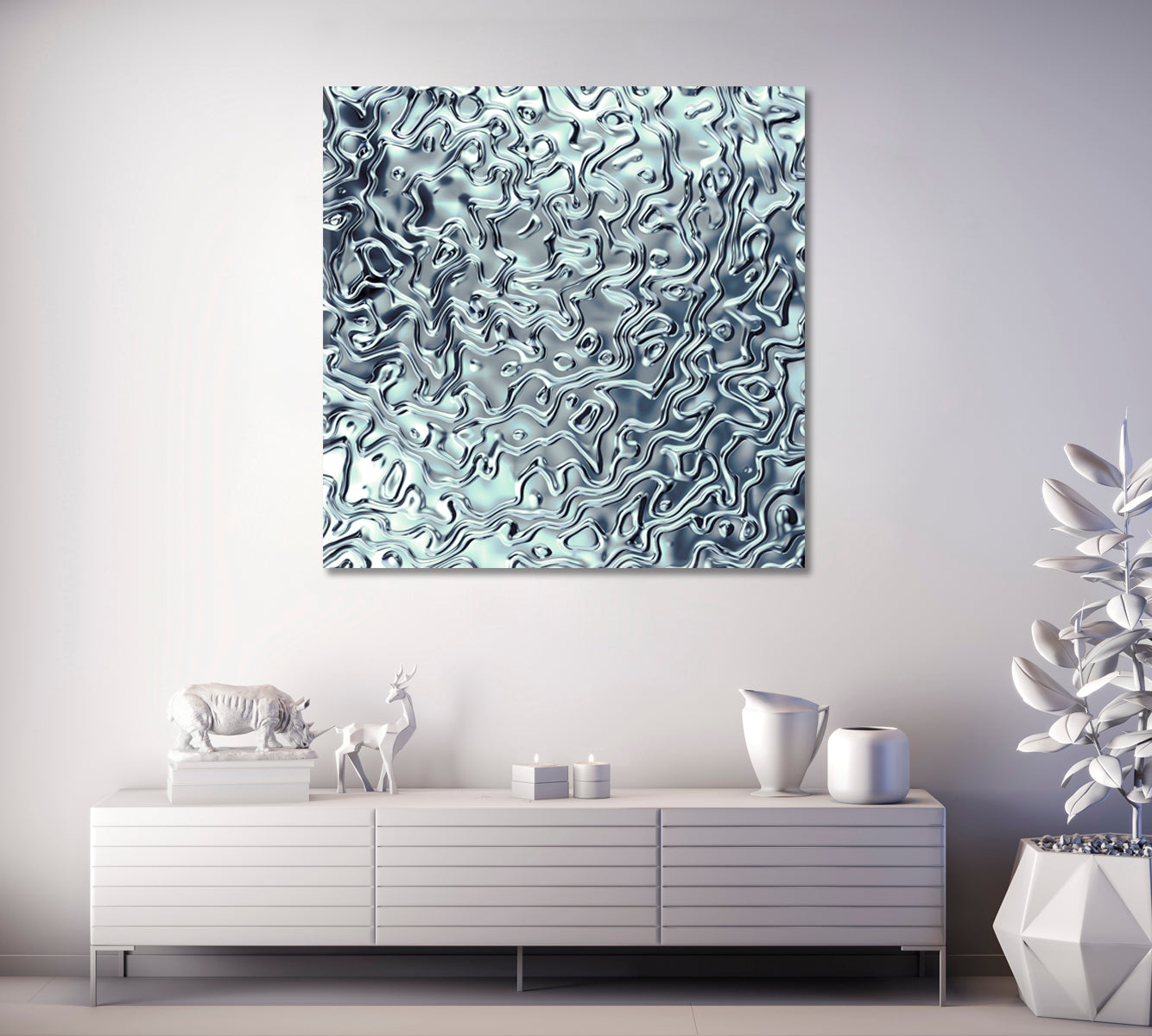 RIPPLED CHROME Abstract Light Blue Swirls Pattern Abstract Art Print Artesty   