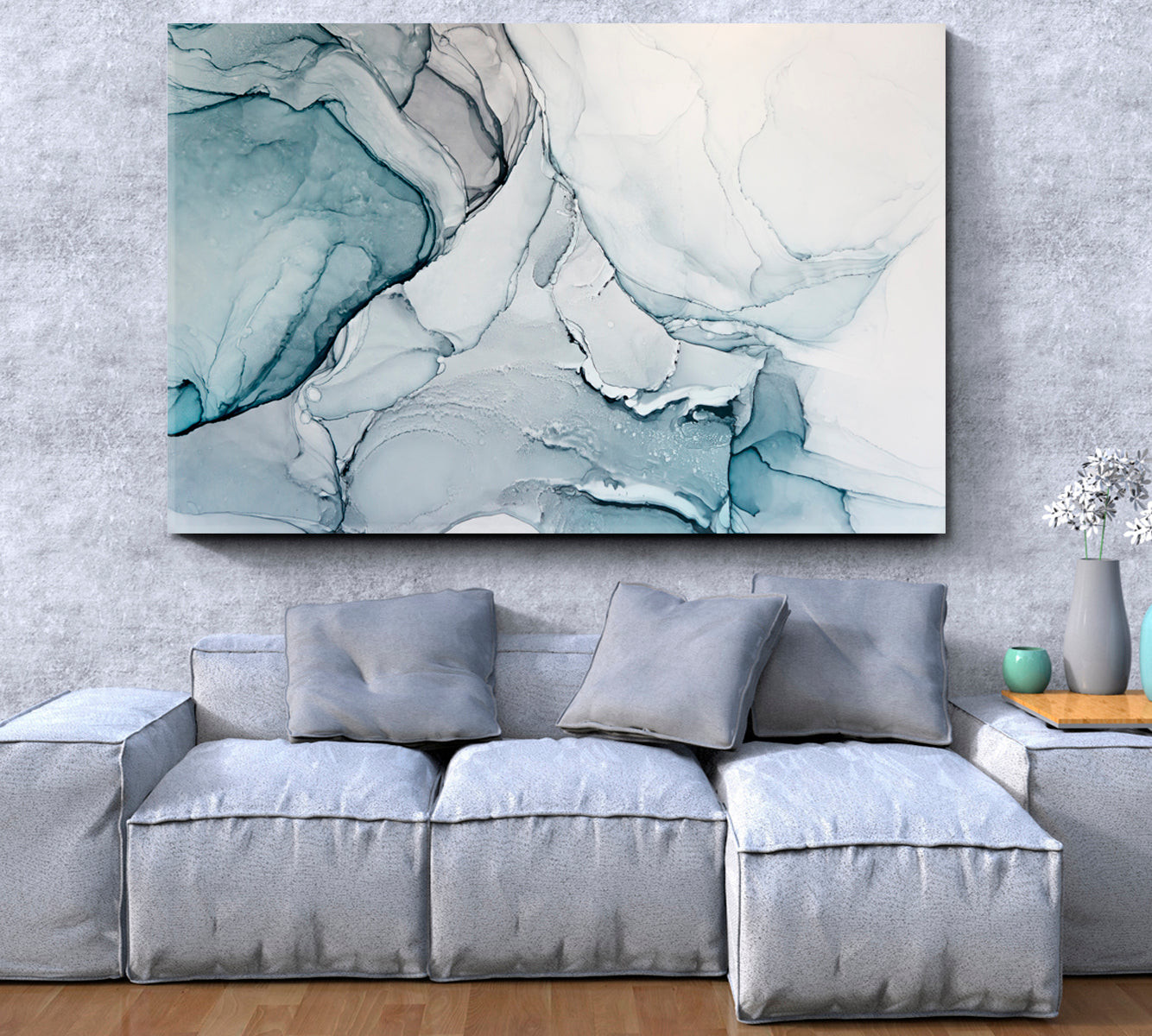 Abstract Marble Modern Contemporary Art Fluid Art, Oriental Marbling Canvas Print Artesty   