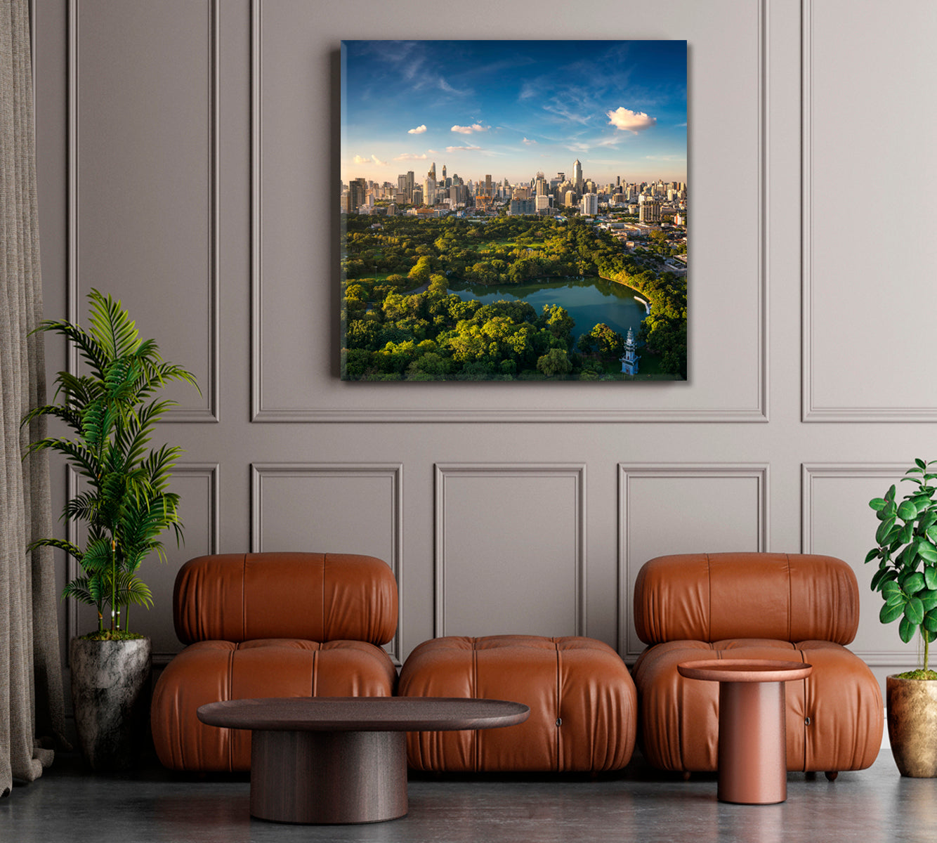 Lumpini Park Bangkok City Thailand Panoramic Landscape Famous Landmarks Artwork Print Artesty   