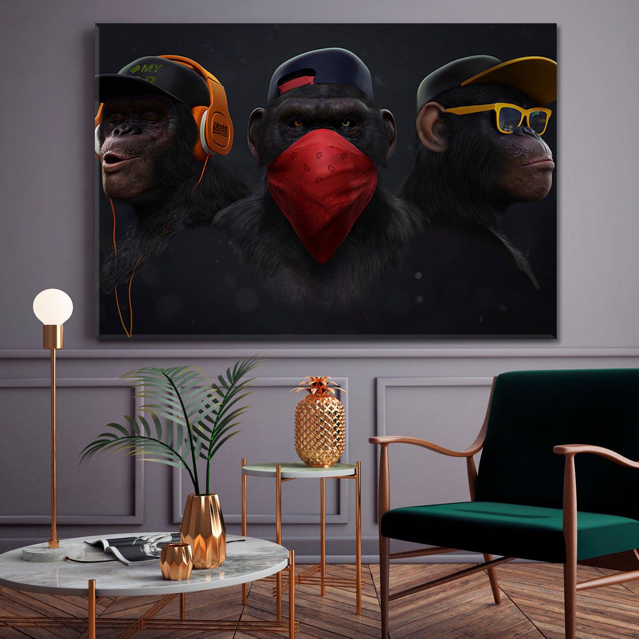 Three Wise Monkeys See No Evil Hear No Evil Speaks no Evil Animals Canvas Print Artesty   