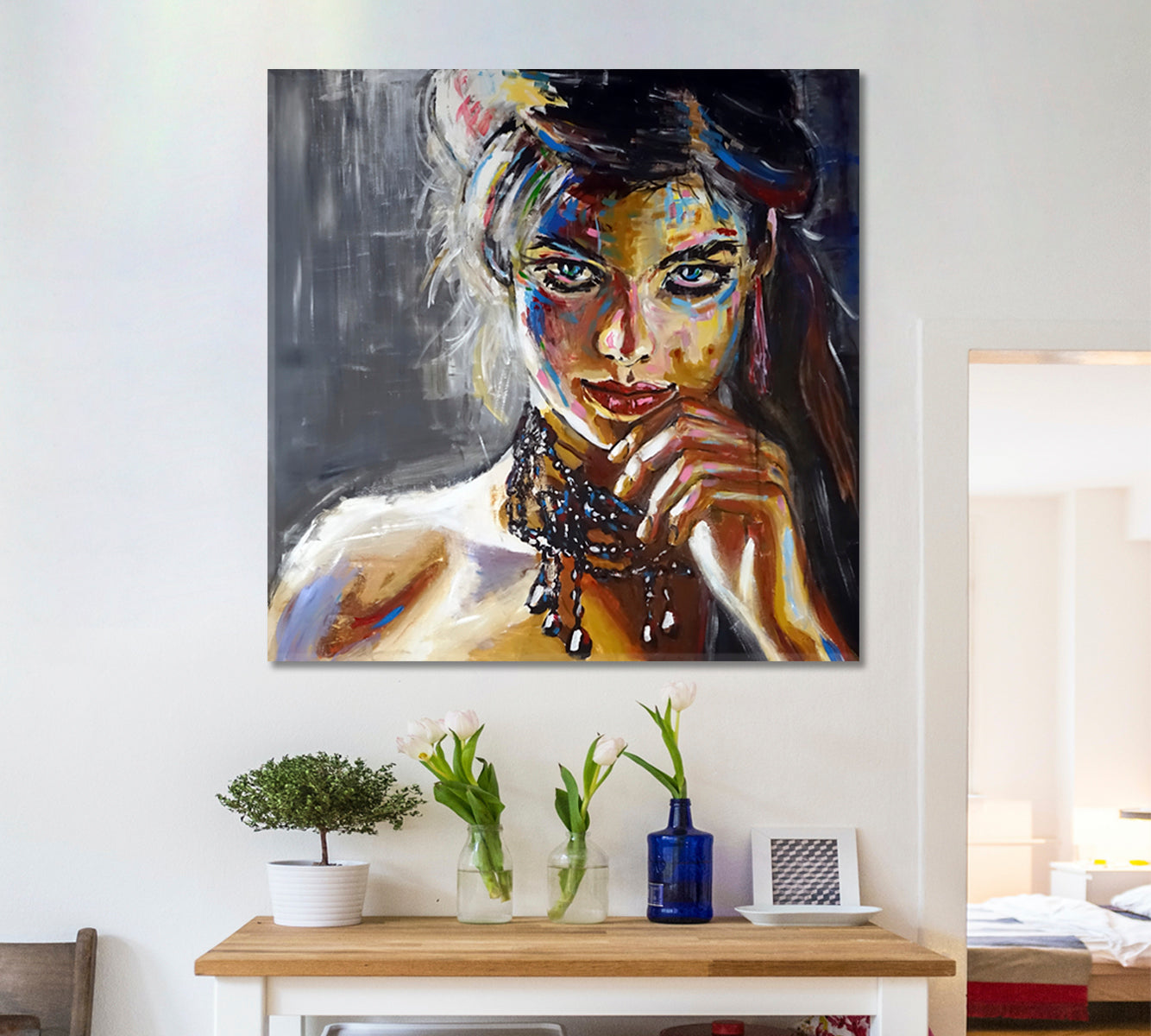 MISS PERFECTION | Fine Art Portrait Woman Grunge Graffiti Style Canvas Print - Square People Portrait Wall Hangings Artesty   