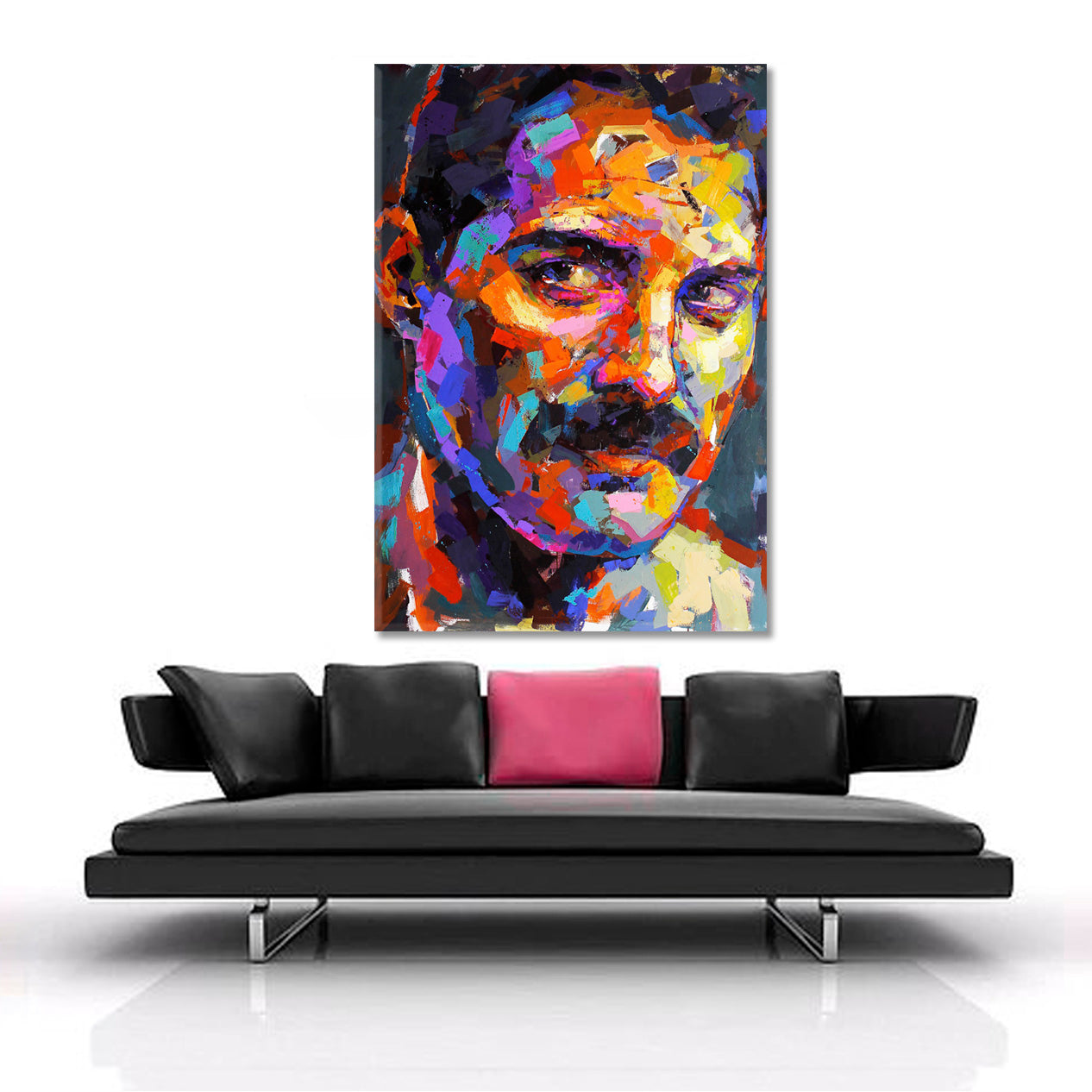 FREDDIE  Freddie Mercury Abstract Portrait Fine Art  - Vertical 1 panel Celebs Canvas Print Artesty   