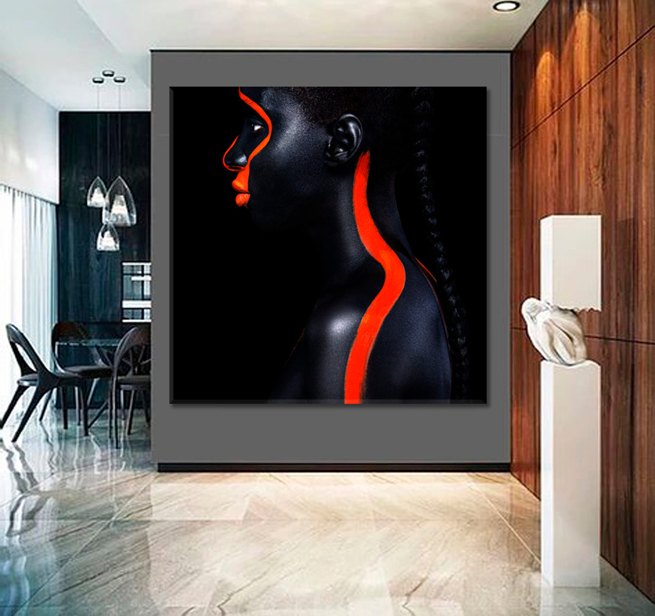 SPACE ALIEN Beautiful African Girl With Red Black Body Paint Art Photo Art Artesty   