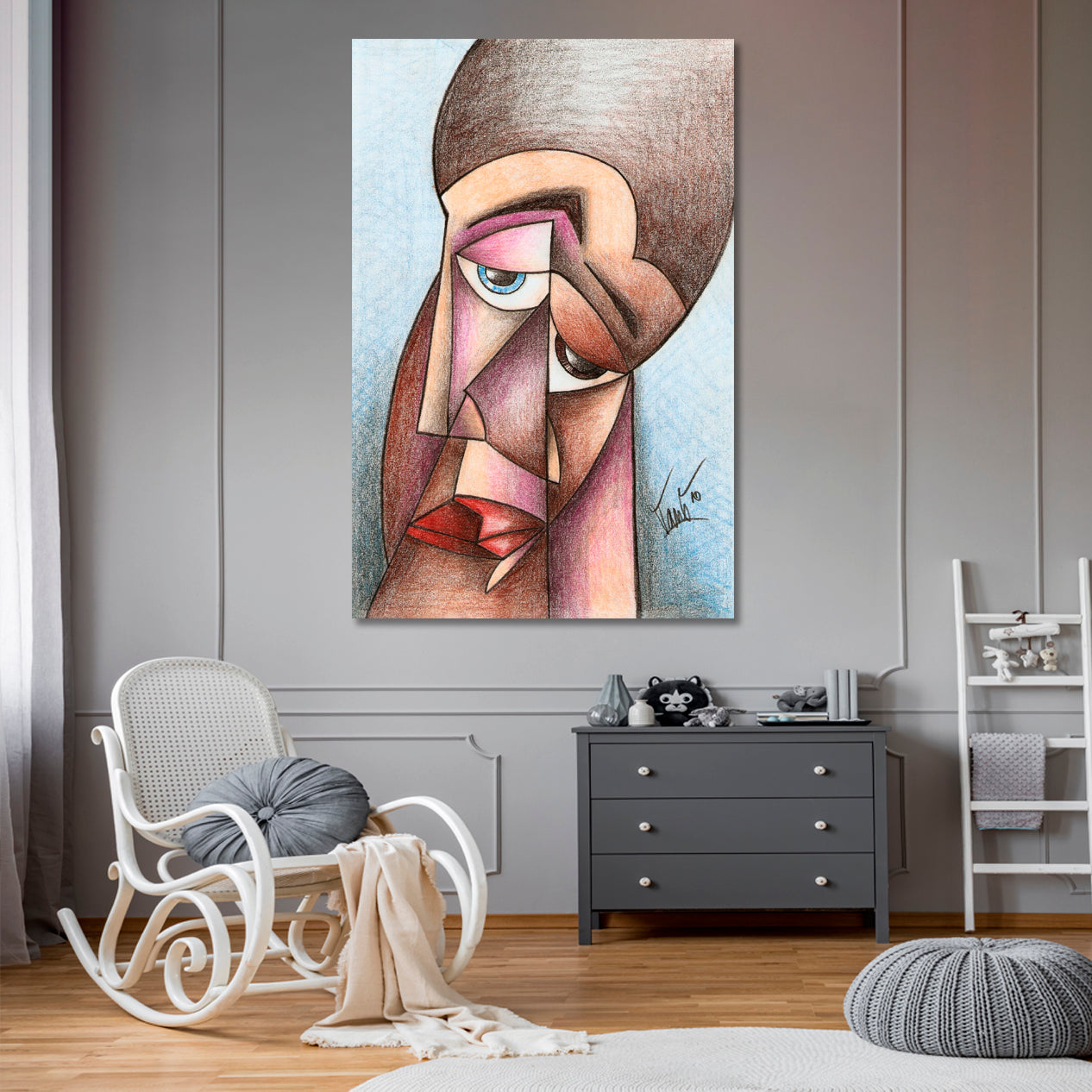 CUBISM Abstract Portrait Cubist Trendy Large Art Print Artesty 1 Panel 16"x24" 