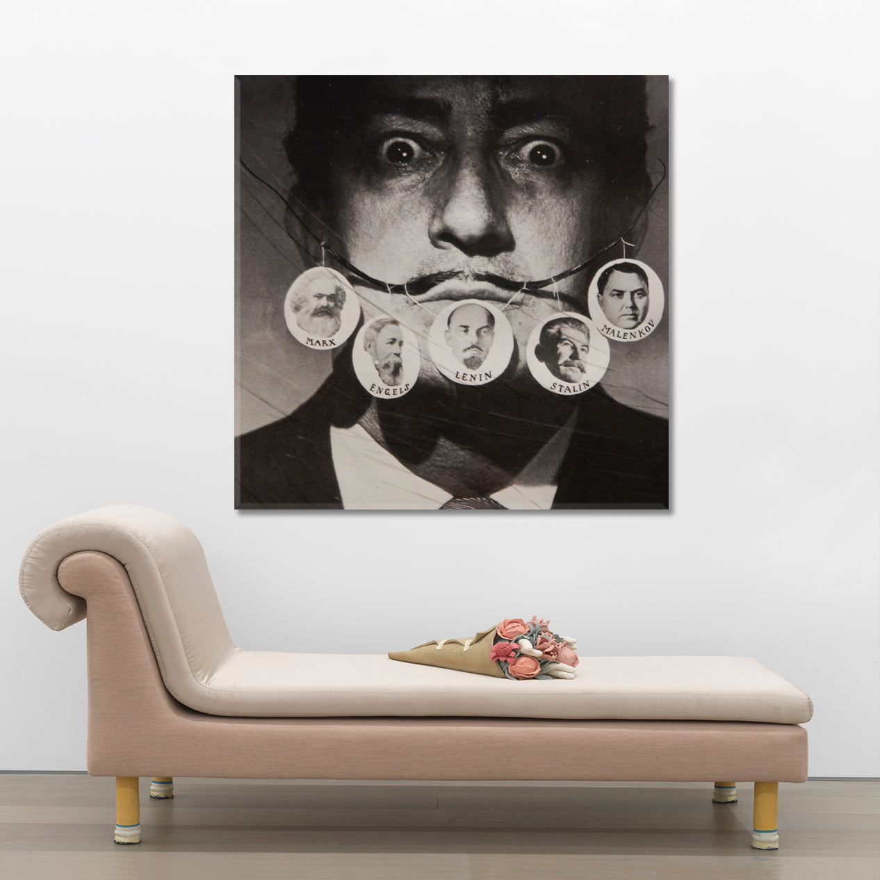 Salvador Dali B & W Abstract Portrait Celebs Canvas Print Artesty   