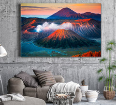 Mount Bromo Active Volcano High Peak Tengger Massif Java Indonesia Famous Landmarks Artwork Print Artesty 1 panel 24" x 16" 