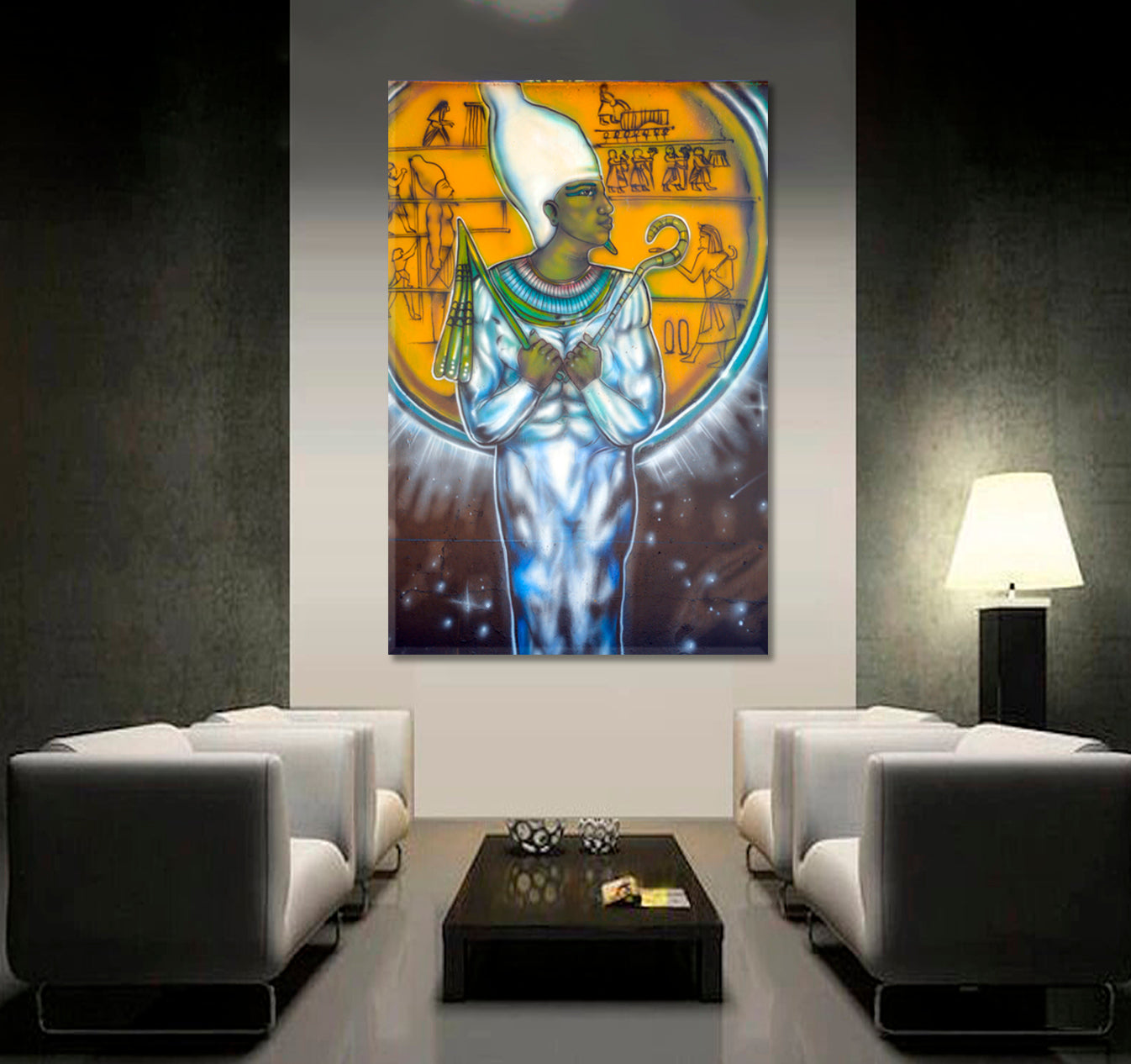 Egyptian God Atum Popular Urban Graffiti San Diego CA USA  Canvas Print - Vertical Street Art Canvas Print Artesty   