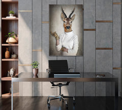 STYLISH HIPSTER DEER Vintage Style Poster Office Wall Art Canvas Print Artesty 1 Panel 16"x24" 