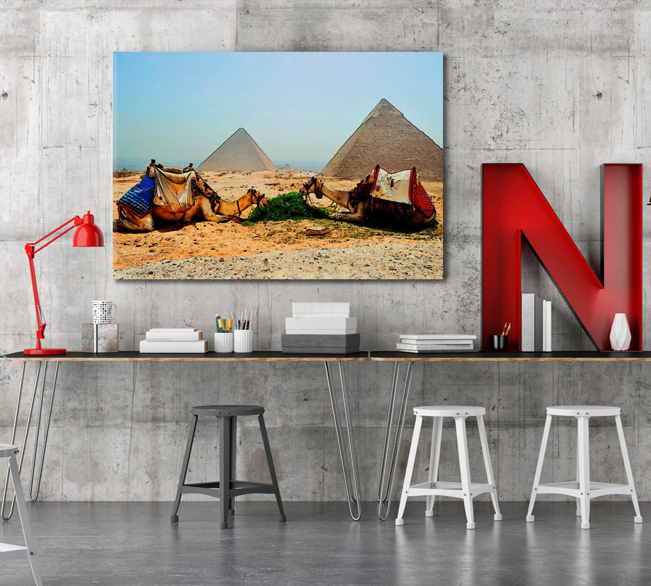 EGYPT Desert Sand Pyramyd Camel Famous Landmarks Artwork Print Artesty   