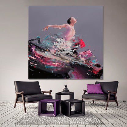 COLORS FLIGHT Ballerina Unique Abstract Contemporary Art Drip Paint -S Fine Art Artesty   