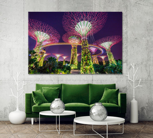 SINGAPORE Night View Cities Wall Art Artesty 1 panel 24" x 16" 