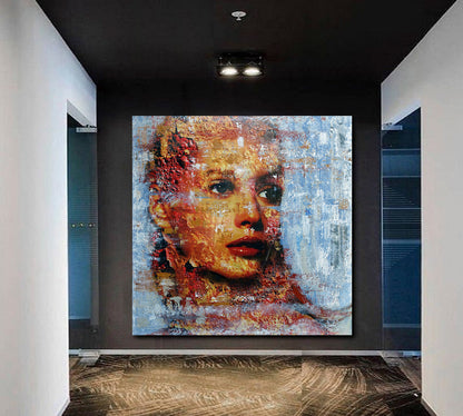 GRUNGE Abstract Expressionism Women Fine Art Trendy Canvas Print - Square Contemporary Art Artesty   