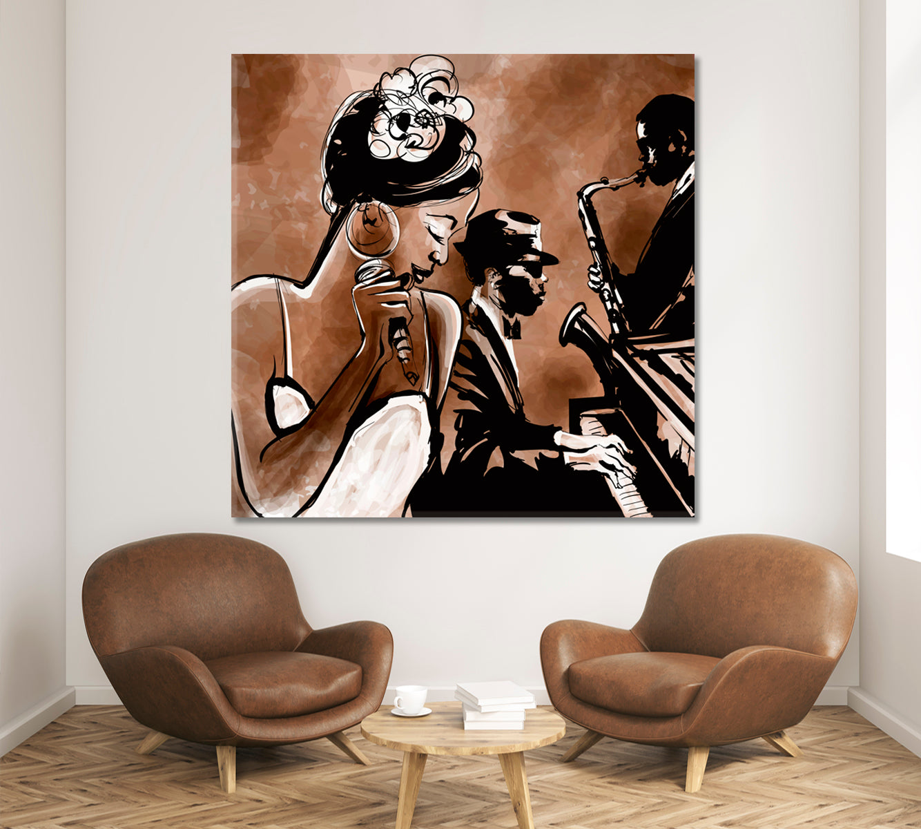 BLUES Jazz Band Singer Saxophone Piano Modern Abstract Music Wall Panels Artesty   