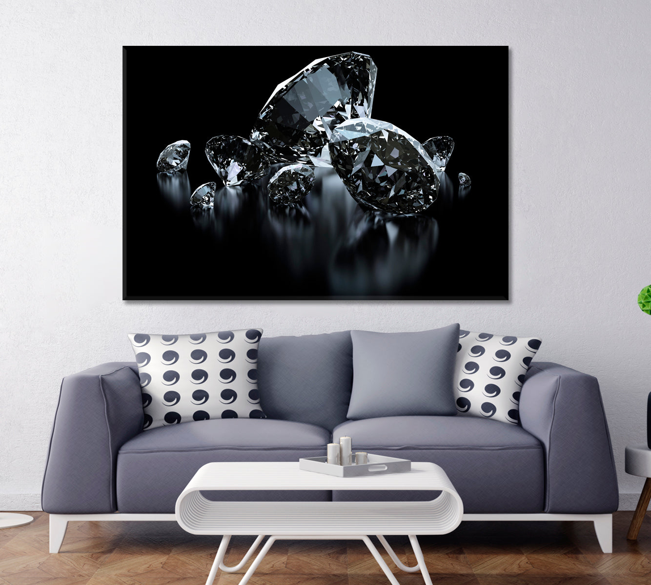 Beautiful Luxury Diamonds On Black Artwork Black and White Wall Art Print Artesty   
