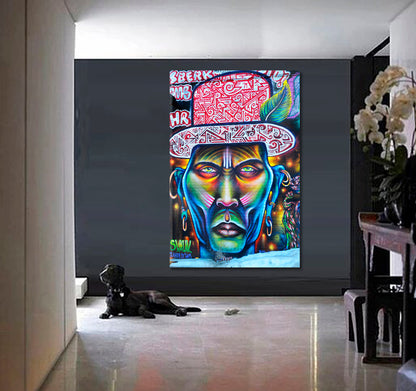 JAZZ MAN Street Art on Wall Montreal Canada Popular Urban Graffiti Canvas Print - Vertical Street Art Canvas Print Artesty   