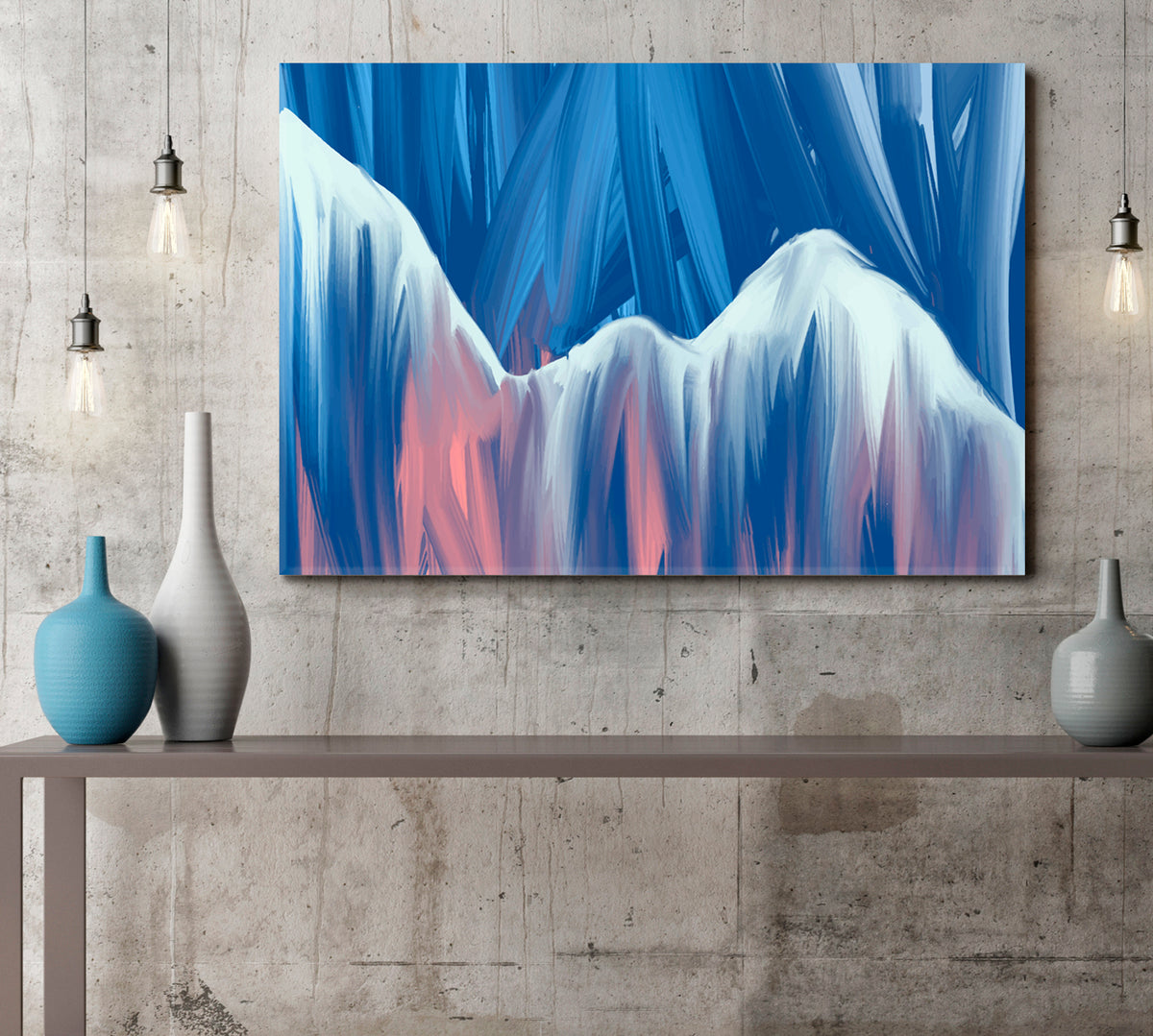 Brush Strokes Abstract Mountains Landscape Modern Art Abstract Art Print Artesty 1 panel 24" x 16" 
