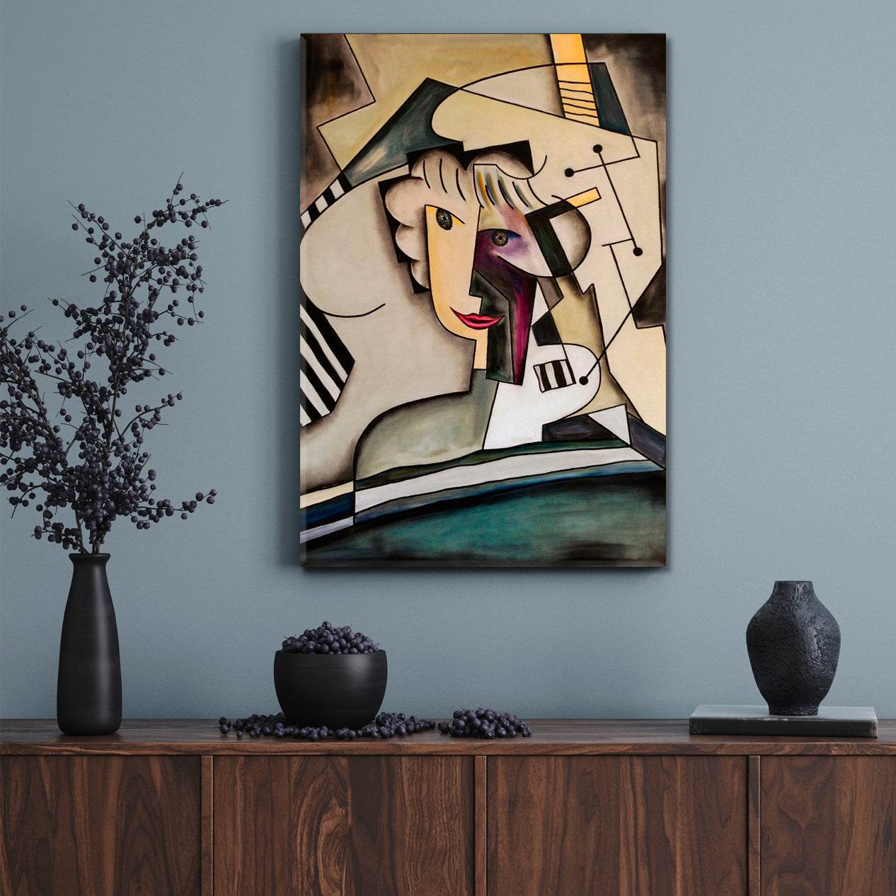 Neo-Cubist Woman Contemporary Cubism Painting Cubist Trendy Large Art Print Artesty   