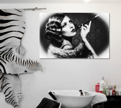 Flapper Girl Vintage Style Black and White Wall Art Print Artesty   