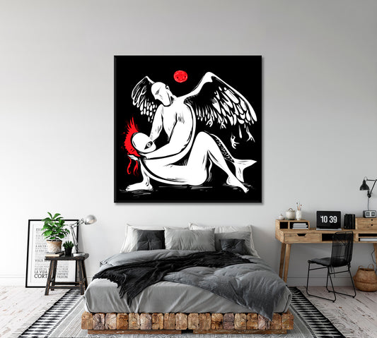 ABSTRACT CONTEMPORARY Moon And Angels Below Contemporary Art Artesty   