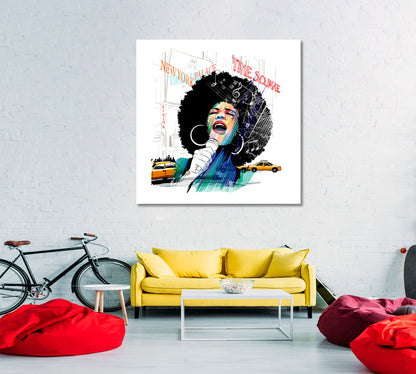 African American Jazz Singer New York Time Square People Portrait Wall Hangings Artesty   