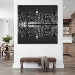 Midtown Manhattan Skyline bei Night Lights New York City Cities Wall Art Artesty 1 Panel 12"x12" 