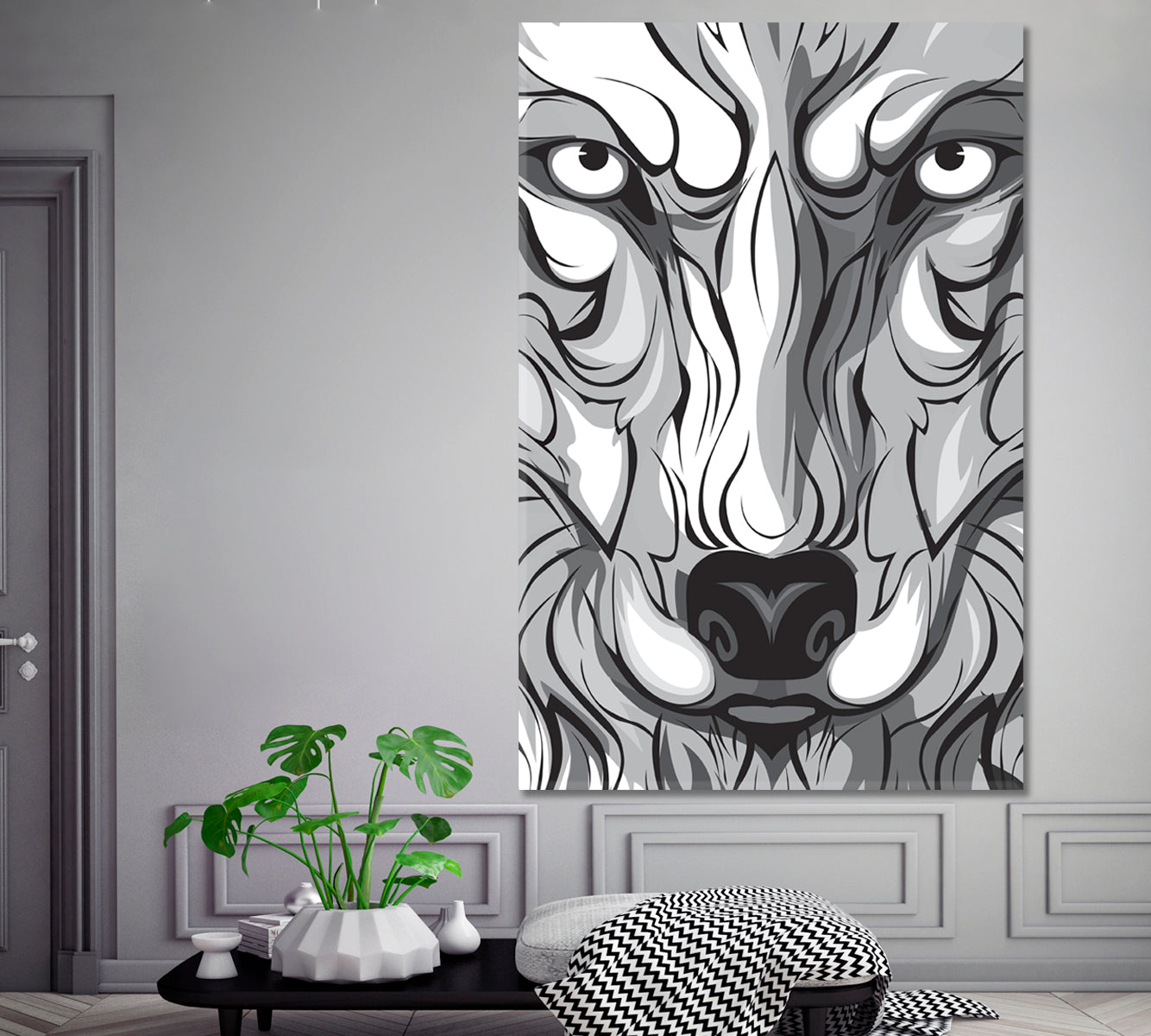 Wolf Wild Animal Symbol of Family Loyalty Mighty Home Protector - V Animals Canvas Print Artesty   