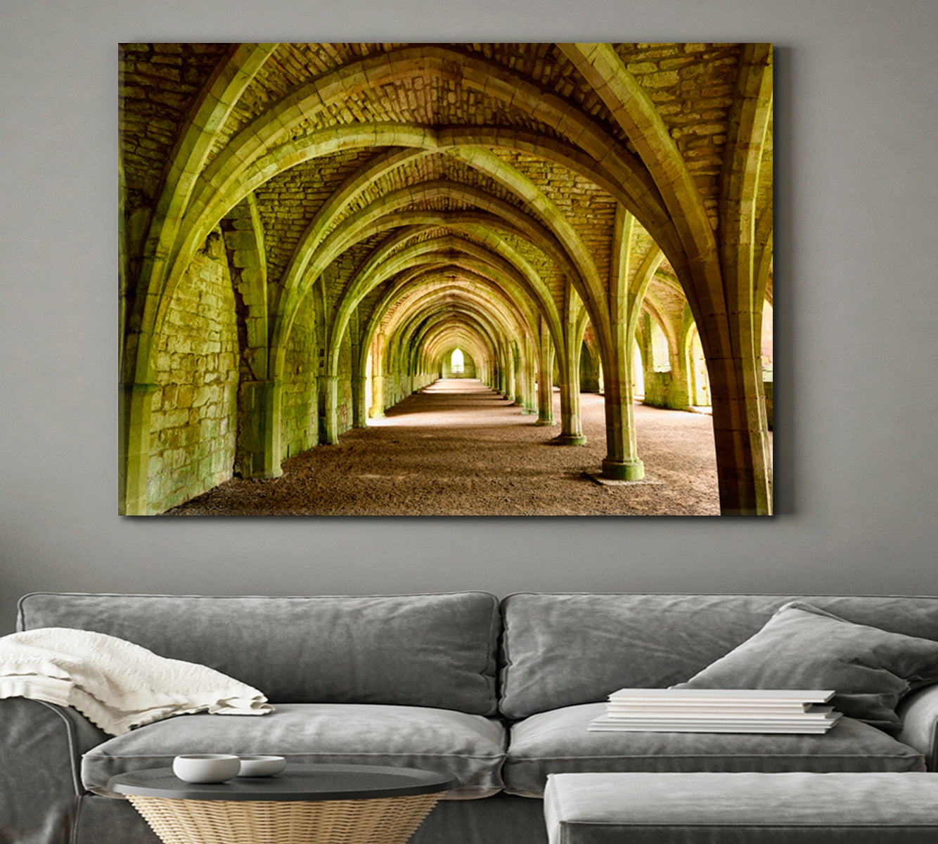 Abbey Cistercian Monastery Vaulted Stone Arch North Yorkshire UK Countries Canvas Print Artesty   