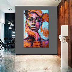COLORS OF EMOTIONS Abstract Contemporary Art Beautiful African Woman  - Vertical African Style Canvas Print Artesty   