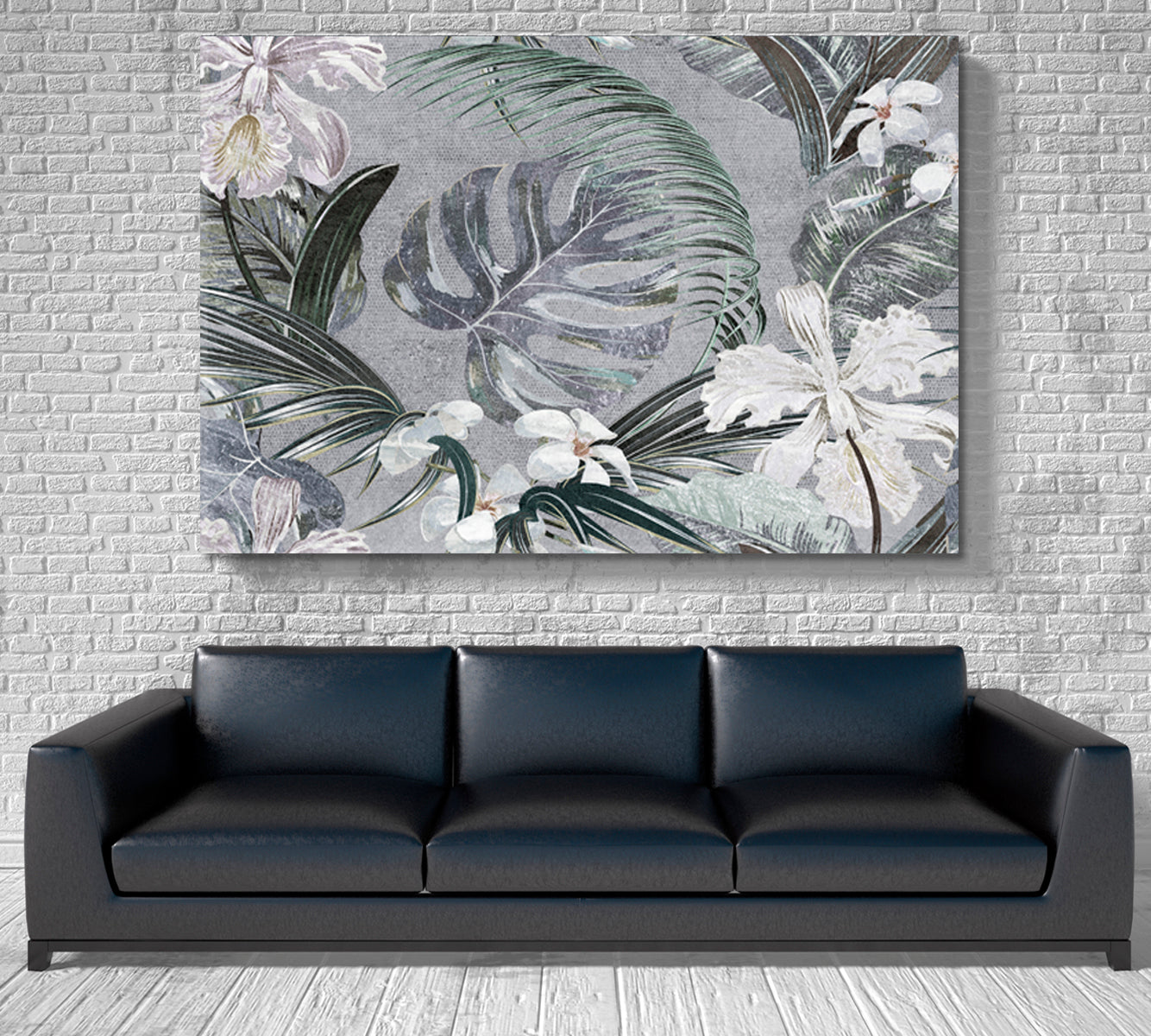Gray Tropical Leaves Abstract Floral Poster Floral & Botanical Split Art Artesty   