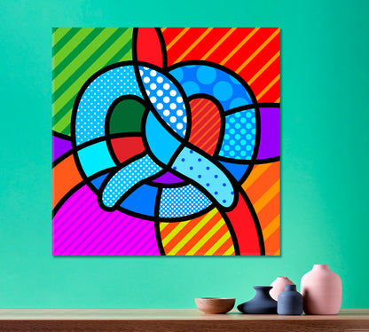 PRETZEL Pop Art Modern Design Typical Bavarian Geometric Symbol Pop Art Canvas Print Artesty   