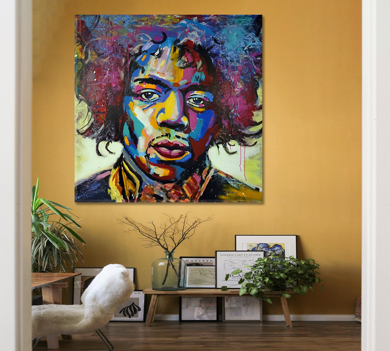 MODERN ART Jimi Hendrix Pop Art Grunge Basquiat Style Trendy Canvas Print - Square Celebs Canvas Print Artesty   