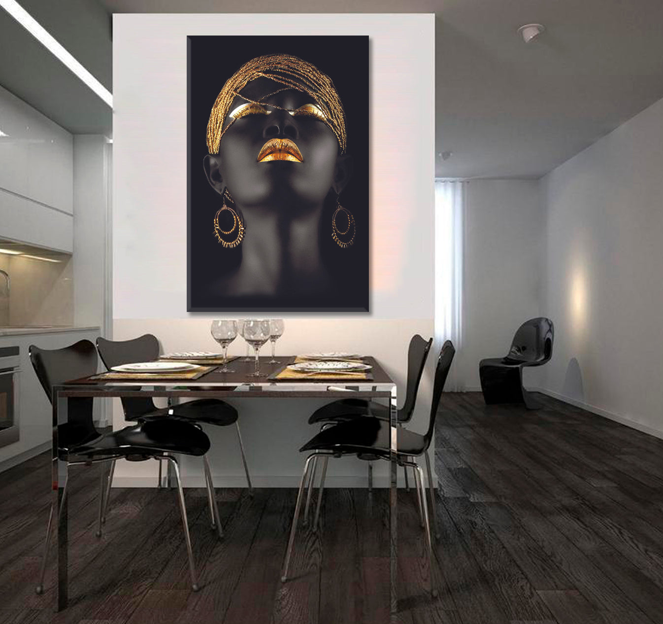 Black And Gold Beautiful African American Women Vertical Panel Beauty Salon Artwork Prints Artesty   