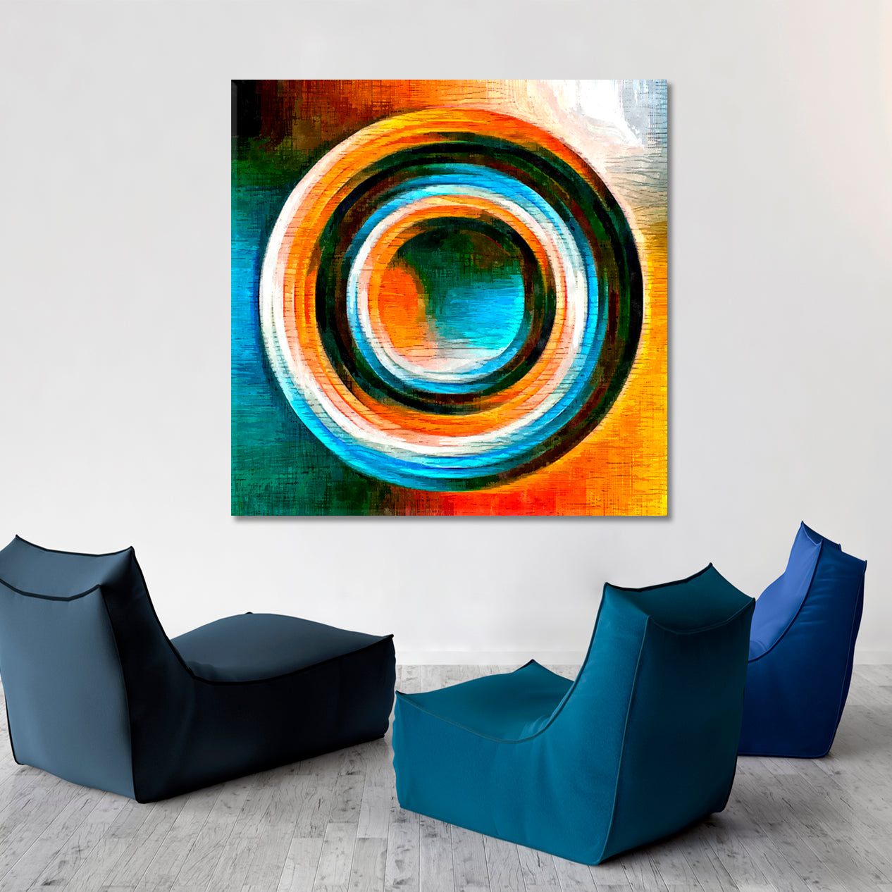 CIRCLE Colored Lines Abstract Shapes Modern Art Minimalist Canvas Pritn Home Décor Artesty   