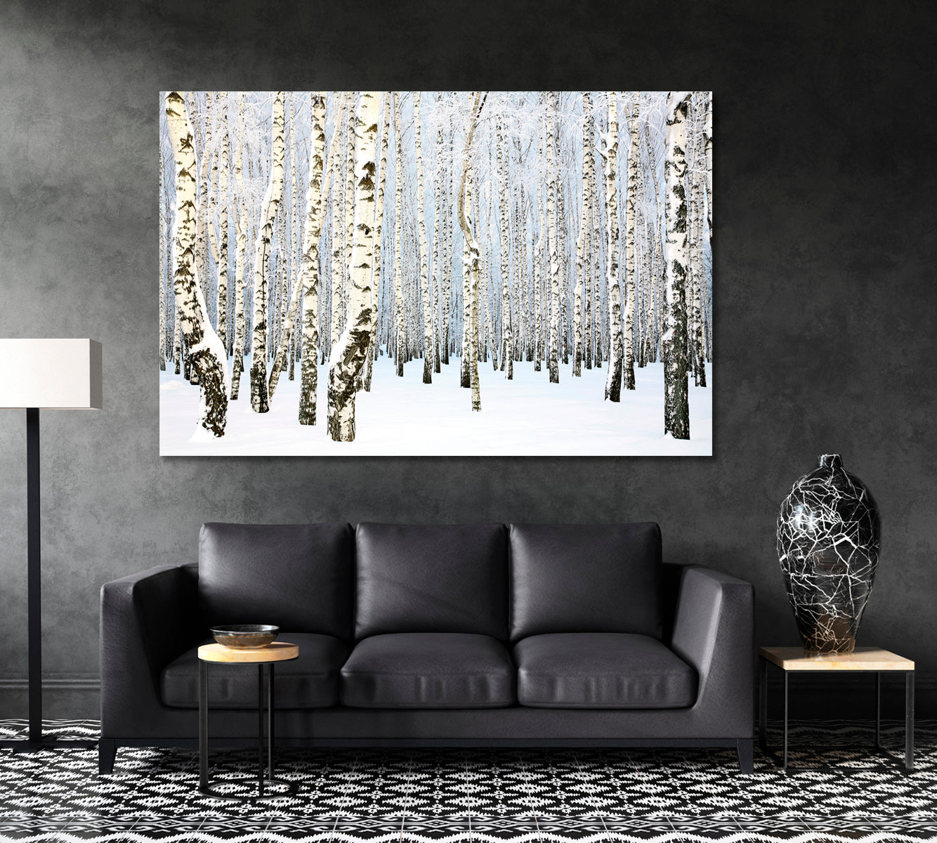 Russian Winter Birch Trees Forest Nature Wall Canvas Print Artesty 1 panel 24" x 16" 