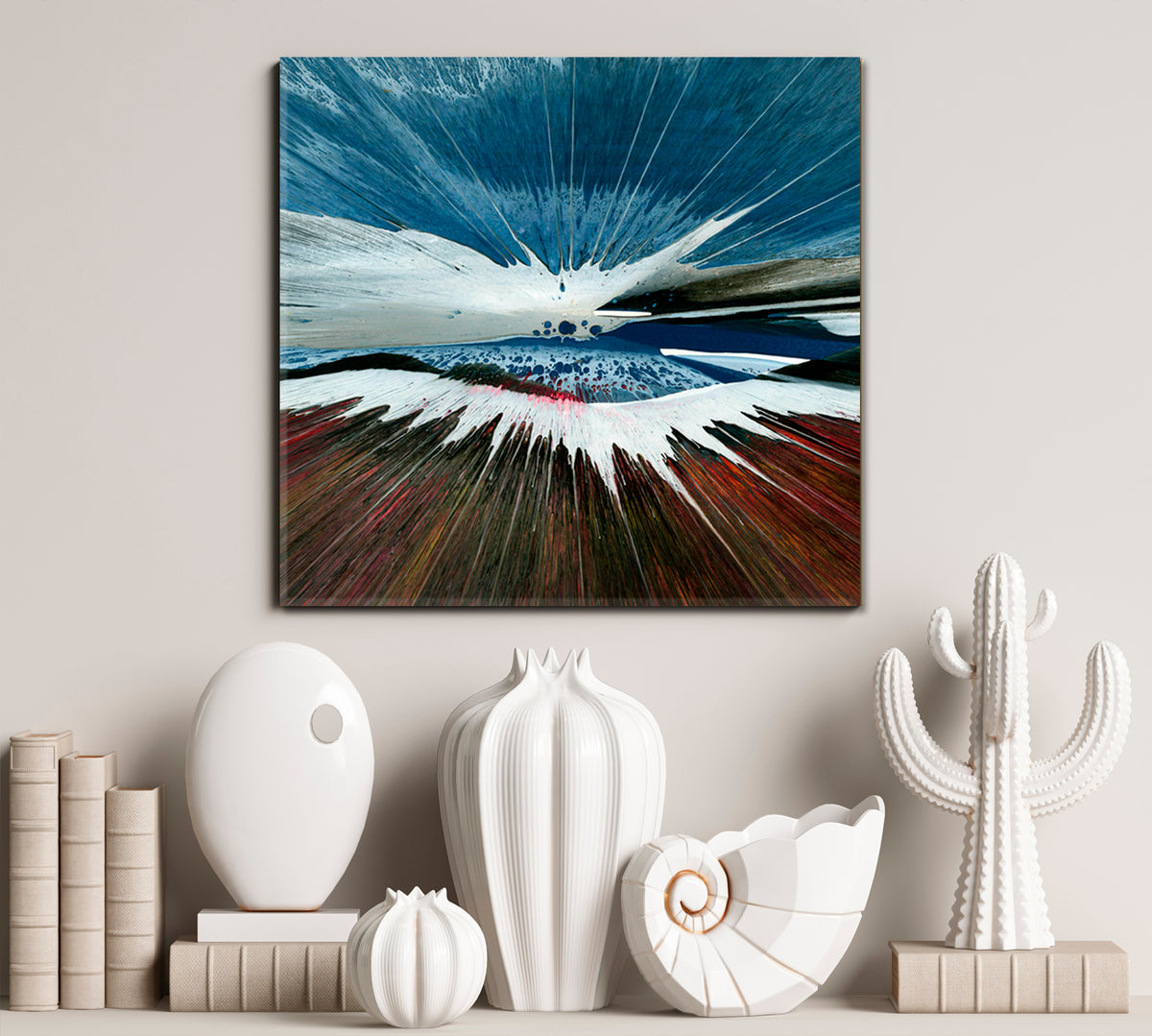 Abstract Landscape Mount Fuji Colors Splash Vibrant Expressionism Abstract Art Print Artesty 1 Panel 12"x12" 