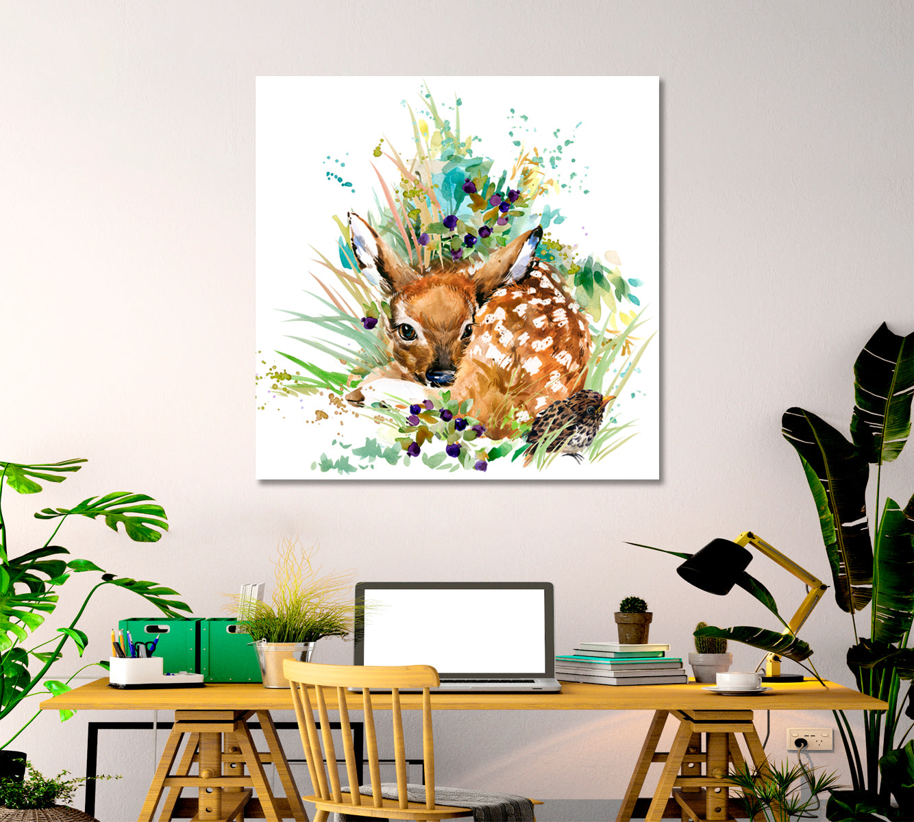 BAMBI Fawn Sweet Kids Baby Nursery Room Decoration | S Kids Room Canvas Art Print Artesty   